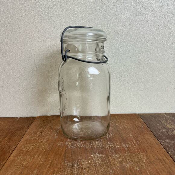 BALL Mason Jar 1933-1962 QUART Jar Bale Locking Glass Lid Embossed - Picture 6 of 9